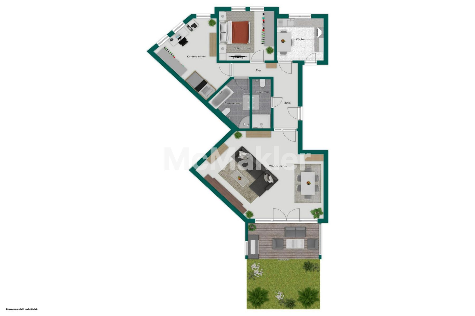 Bezugsfrei ab Oktober: Barrierearme ETW mit Terrasse & Tiefgaragenstellplatz in Köln-Lövenich – Grundriss 1
