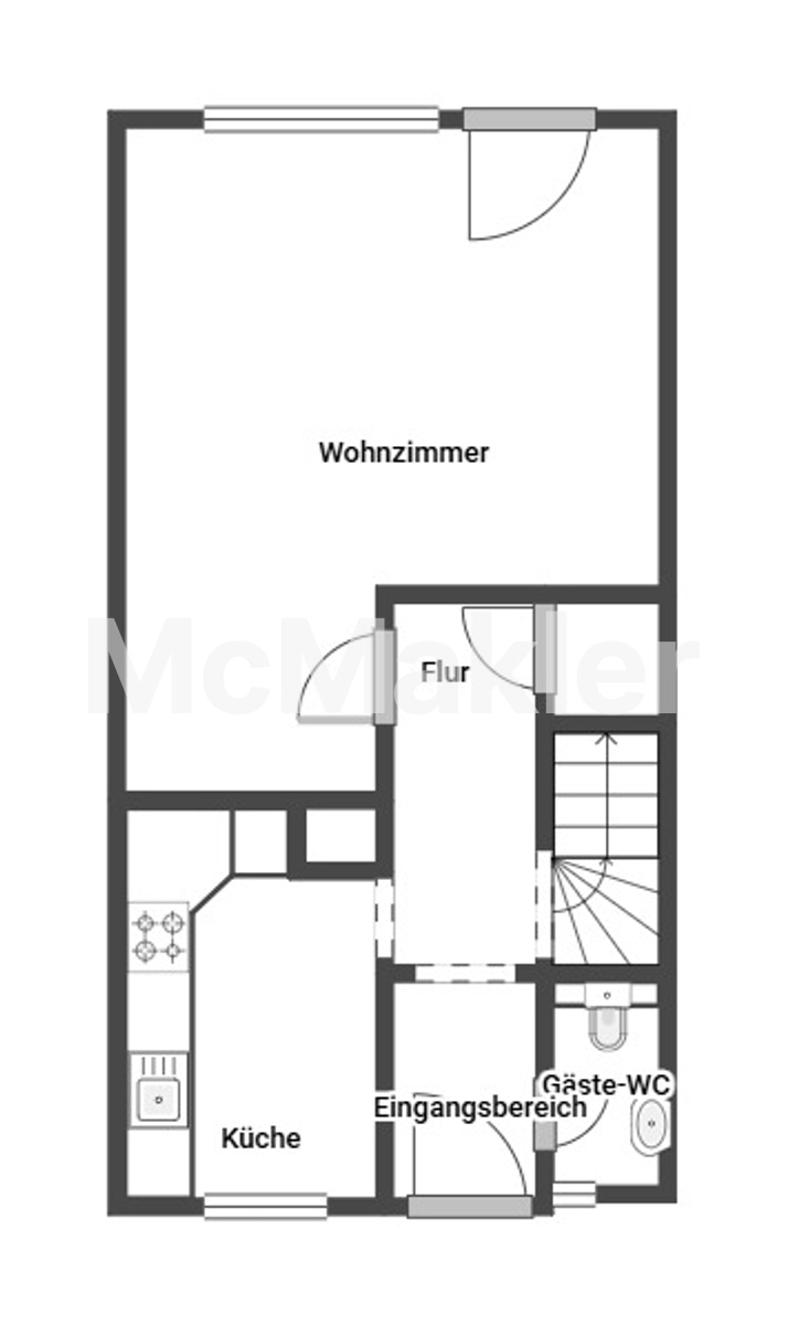 Familiäres Reihenhaus in Vorstadtlage - Erbbaurecht – Grundriss 1