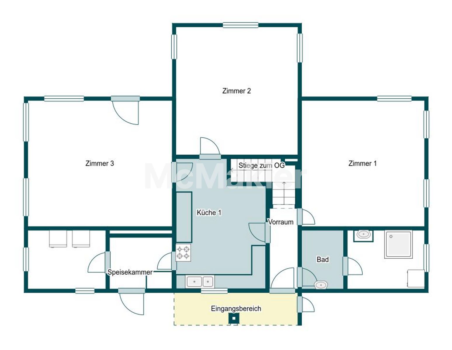 Wohlfühlen mit viel Platz zum Träumen:2 Familienhaus in bester Ortslage  auf 3900 m² (0,2-1) Bauland – Grundriss 1