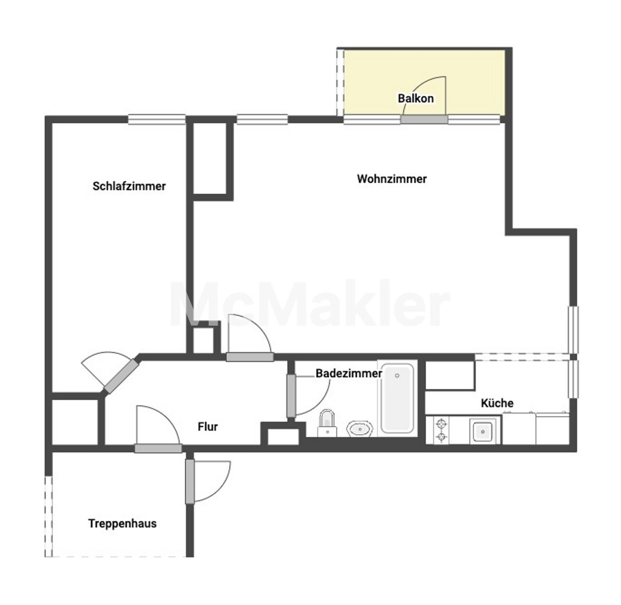 Charmante 2-Zimmer-Wohnung mit Loggia und Tiefgaragenstellplatz – Grundriss 1