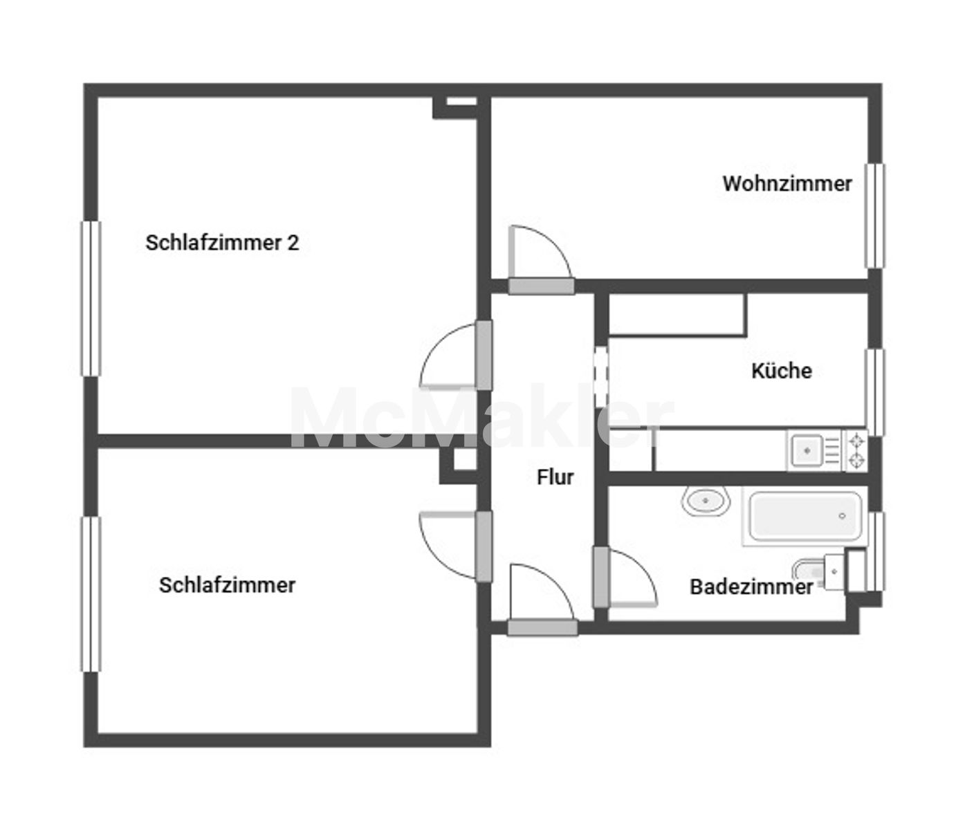 Attraktives Anlagepaket mit Eigennutzoption: 2x 3-Zimmer-Wohnungen + Garagen, Garten & Bungalow – Grundriss 1