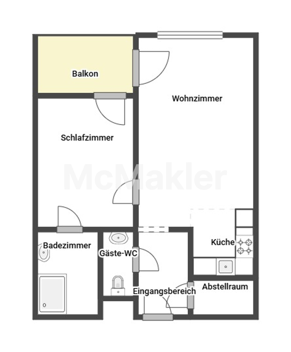 Erstbezug Helle 2-Zimmer-Neubauwohnung mit Balkon und Garagenplatz in Grünlage des 22. Bezirks – Grundriss 1