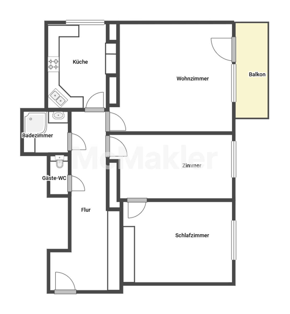 Ihr neues Zuhause in Stockerau – 3 Zimmer mit sonnigem Balkon – Grundriss 1
