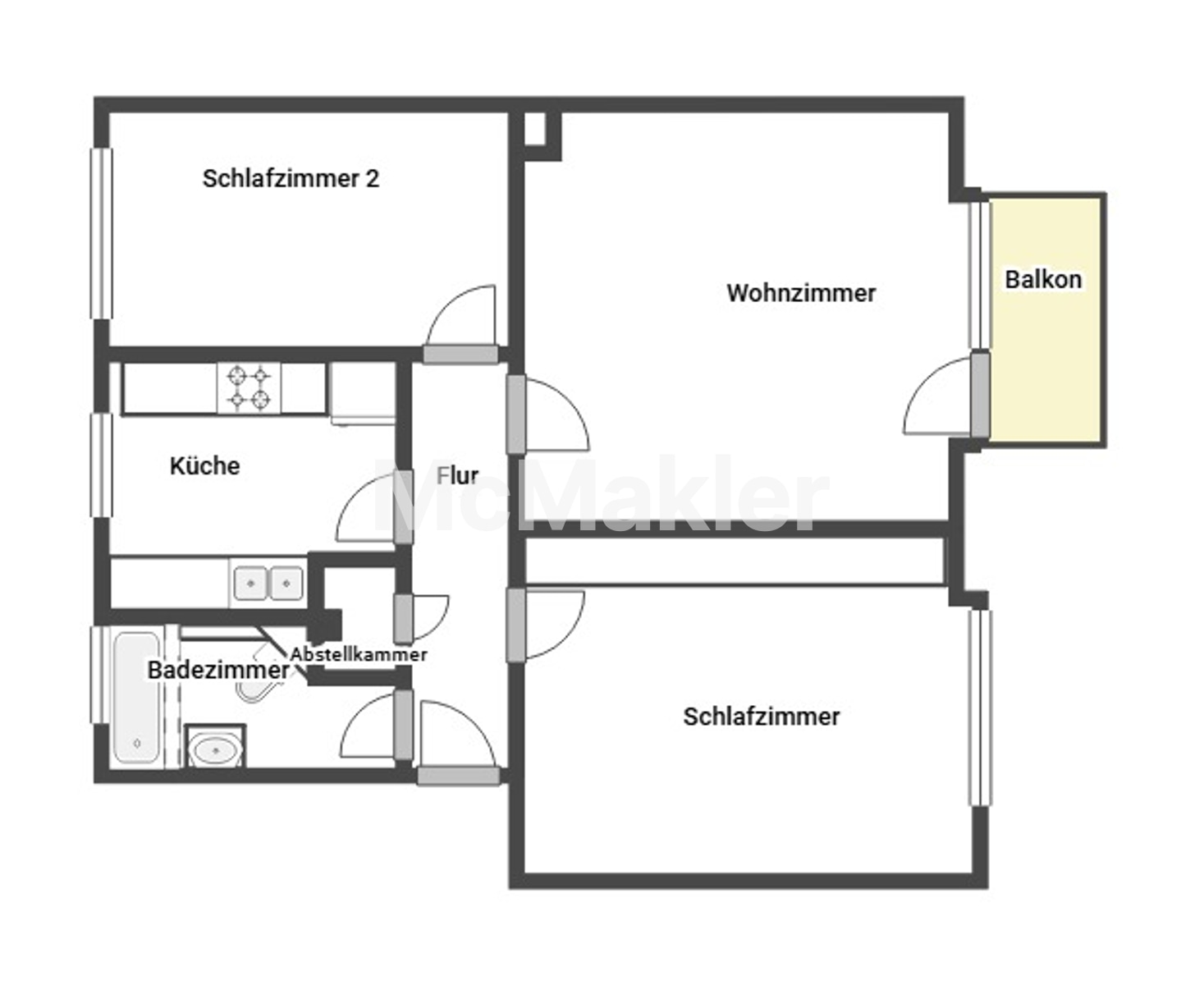 Solide Kapitalanlage oder neues Zuhause: 3-Zimmer-Wohnung mit Balkon in Korschenbroich-Kleinenbroich – Grundriss 1