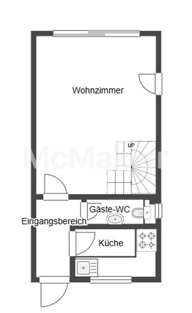 Sofort verf. Eigentumswohnung über 2 Etagen (Maisonette)  mit Terrasse in ruhiger Lage von Gustow. – Grundriss 1