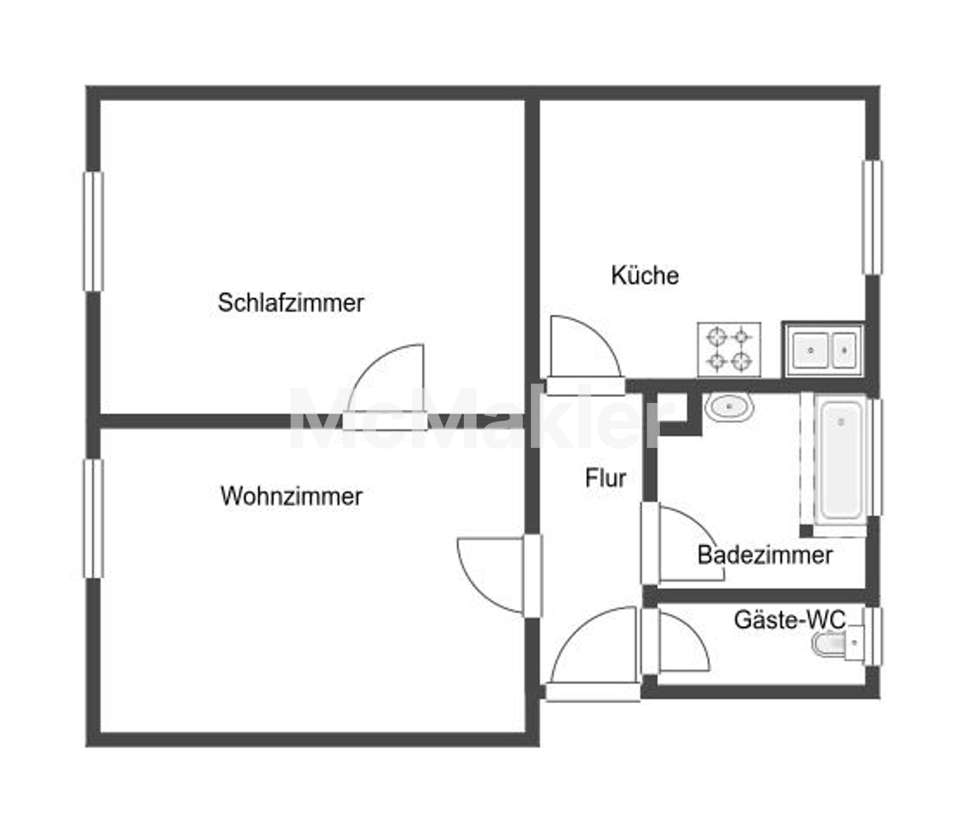 Erdgeschosswohnung mit Garten & Terrasse – sanierungsbedürftiges Schmuckstück mit viel Potenzial – Grundriss 1