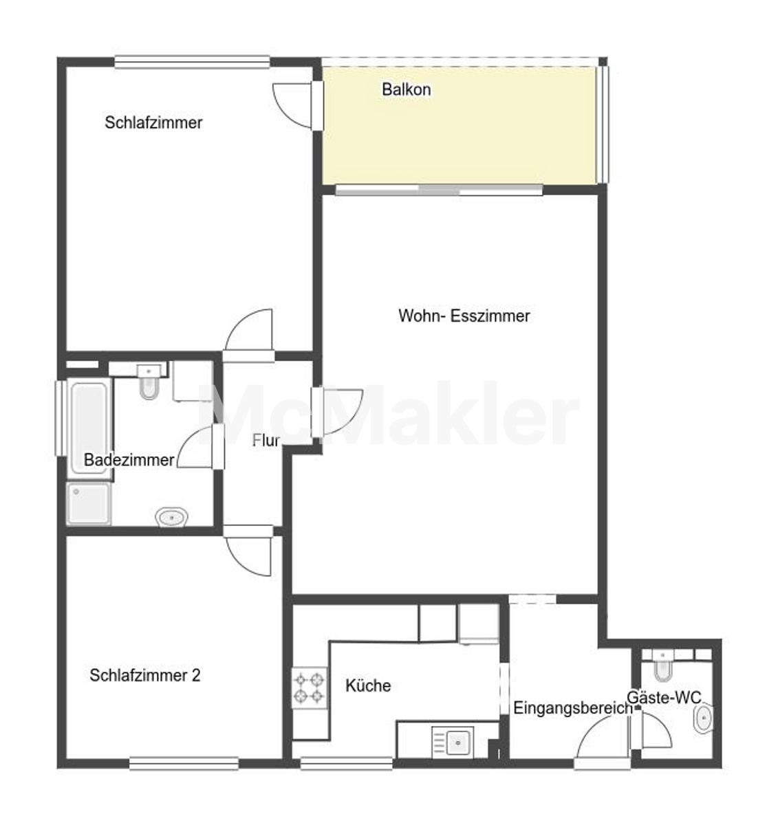 Bezugsfreie, perfekt geschnittene 3-Zi.-Whg. mit Loggia und Pkw-Stellplatz in Königswinter-Ittenbach – Grundriss 1